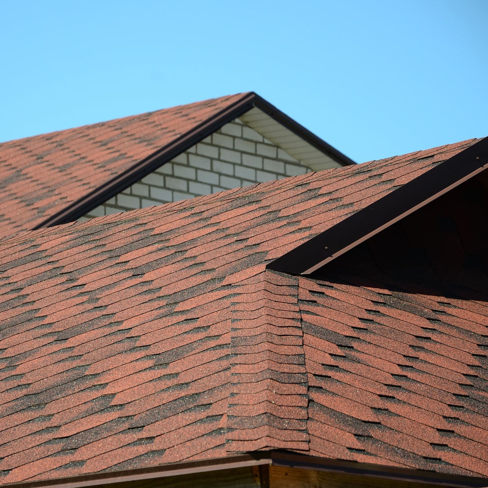 Close-up of architectural shingles after installation